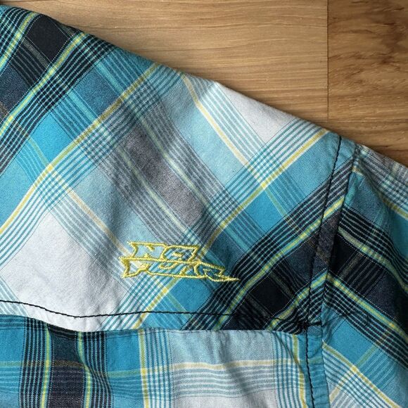 Vintage 90s No Fear Men’s Button Up Size XL This Is My Comfort Zone Plaid - Picture 7 of 8
